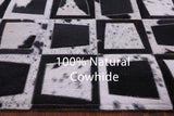 Wabi-Sabi Black & White Natural Cowhide Hand Stitched Patchwork Rug - 6' 10" X 9' 8" - Golden Nile