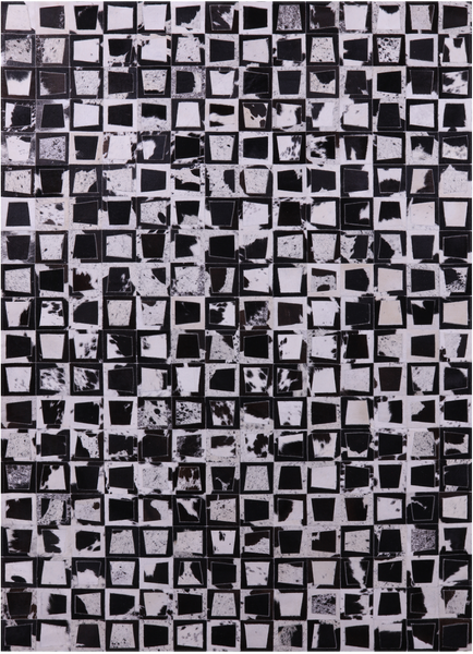 Wabi-Sabi Black & White Natural Cowhide Hand Stitched Patchwork Rug - 6' 10" X 9' 8" - Golden Nile