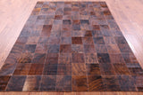 Brindle Brown Natural Cowhide Hand Stitched Patchwork Rug - 6' 6" X 8' 5" - Golden Nile