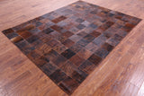 Brindle Brown Natural Cowhide Hand Stitched Patchwork Rug - 6' 6" X 8' 5" - Golden Nile