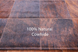 Brindle Brown Natural Cowhide Hand Stitched Patchwork Rug - 6' 6" X 8' 5" - Golden Nile