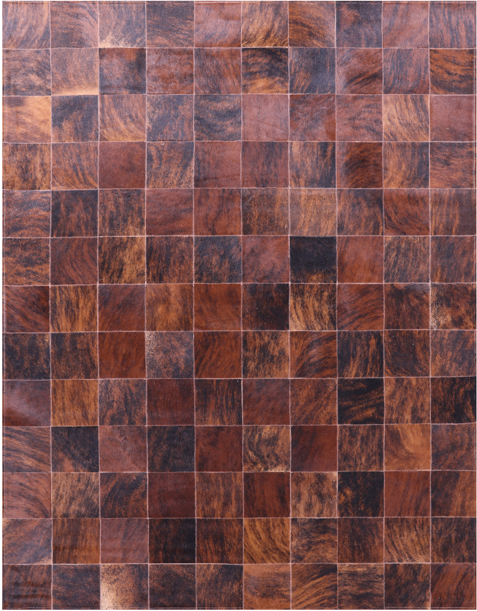 Brindle Brown Natural Cowhide Hand Stitched Patchwork Rug - 6' 6" X 8' 5" - Golden Nile