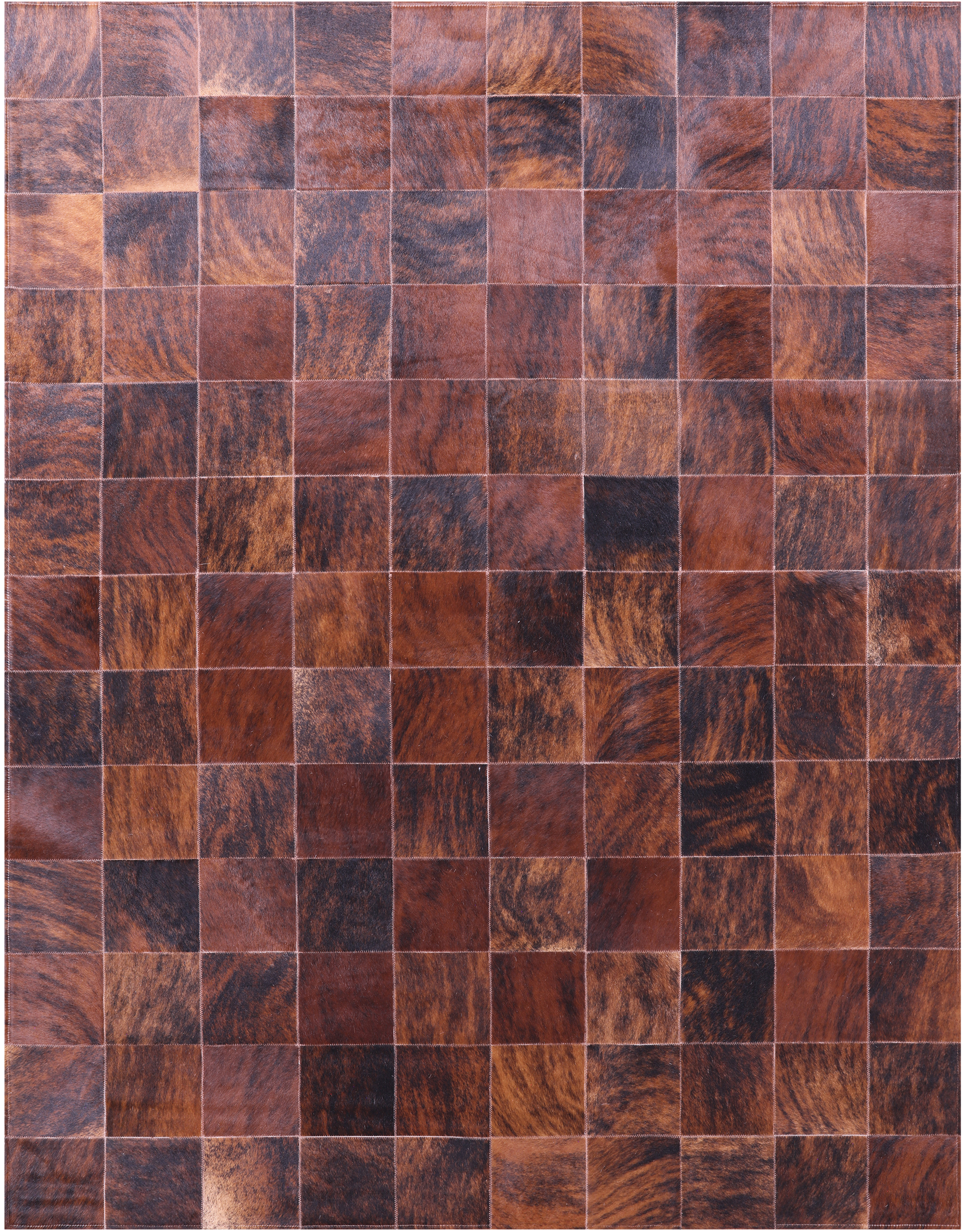 Brindle Brown Natural Cowhide Hand Stitched Patchwork Rug - 6' 6" X 8' 5" - Golden Nile