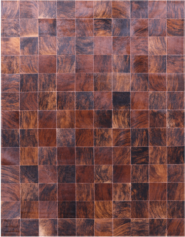 Brindle Brown Natural Cowhide Hand Stitched Patchwork Rug - 6' 6