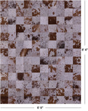 Brown & White Salt & Pepper Natural Cowhide Hand Stitched Patchwork Rug - 6' 6" X 8' 4" - Golden Nile