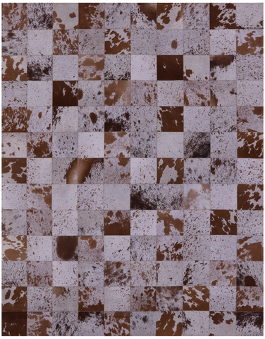 Brown & White Salt & Pepper Natural Cowhide Hand Stitched Patchwork Rug - 6' 6
