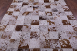 Brown & White Salt & Pepper Natural Cowhide Hand Stitched Patchwork Rug - 6' 6" X 8' 4" - Golden Nile