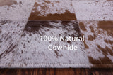 Brown & White Salt & Pepper Natural Cowhide Hand Stitched Patchwork Rug - 6' 6" X 8' 4" - Golden Nile