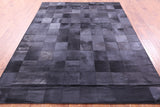 Black Natural Cowhide Hand Stitched Patchwork Rug - 6' 7" X 8' 6" - Golden Nile