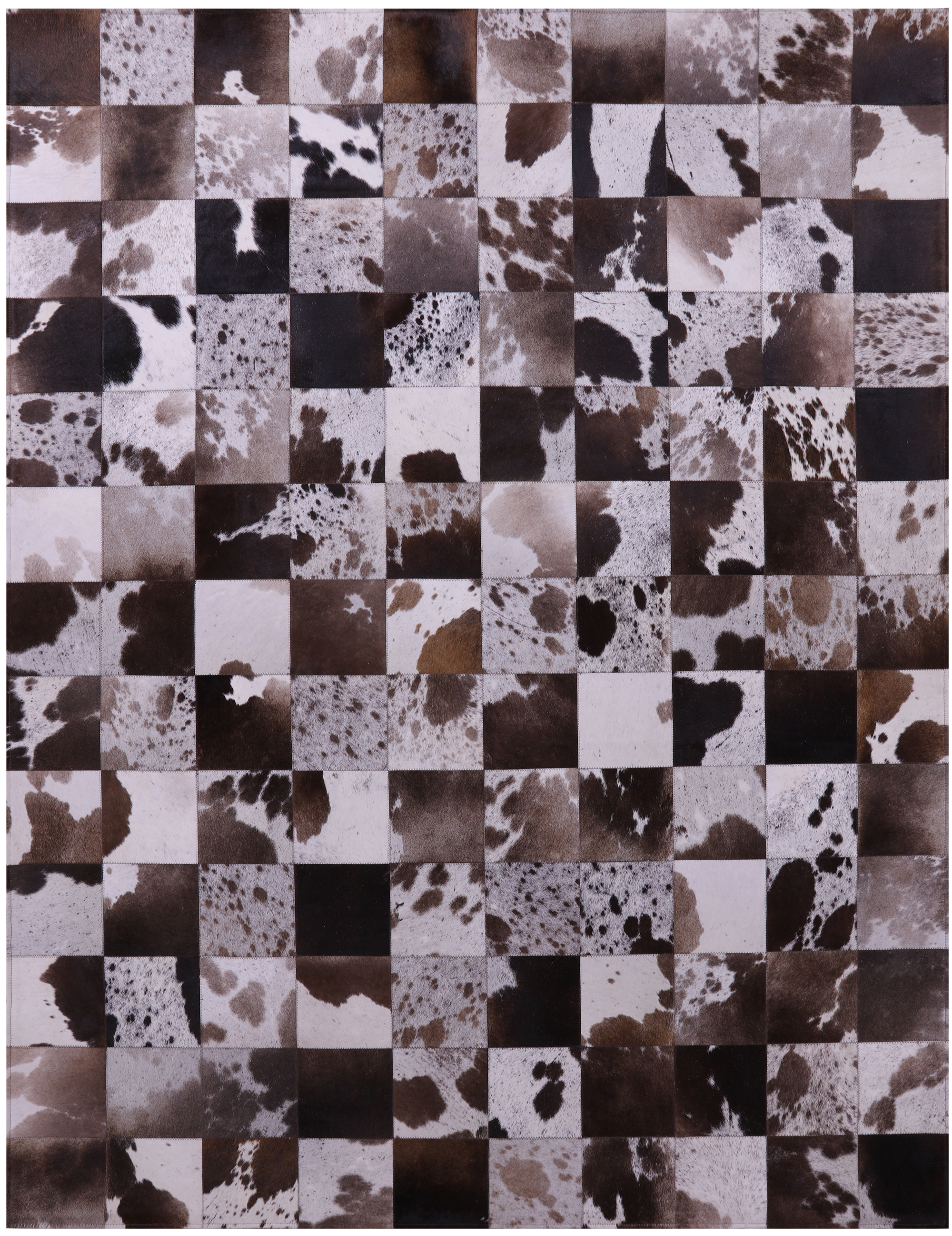 Brown & White Natural Cowhide Hand Stitched Patchwork Rug - 6' 6" X 8' 5" - Golden Nile