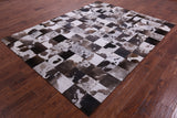 Brown & White Natural Cowhide Hand Stitched Patchwork Rug - 6' 6" X 8' 5" - Golden Nile