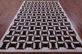 Brown & White Natural Black Cowhide Hand Stitched Patchwork Rug - 7' 0" X 10' 3" - Golden Nile