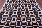 Brown & White Natural Black Cowhide Hand Stitched Patchwork Rug - 7' 0" X 10' 3" - Golden Nile