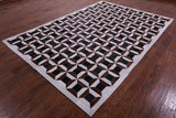 Brown & White Natural Black Cowhide Hand Stitched Patchwork Rug - 7' 0" X 10' 3" - Golden Nile