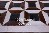 Brown & White Natural Black Cowhide Hand Stitched Patchwork Rug - 7' 0" X 10' 3" - Golden Nile