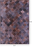Lantern Tile Brown Natural Black Cowhide Hand Stitched Patchwork Rug - 6' 8" X 10' 0" - Golden Nile