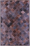 Lantern Tile Brown Natural Black Cowhide Hand Stitched Patchwork Rug - 6' 8" X 10' 0" - Golden Nile