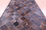 Lantern Tile Brown Natural Black Cowhide Hand Stitched Patchwork Rug - 6' 8" X 10' 0" - Golden Nile