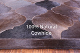 Lantern Tile Brown Natural Black Cowhide Hand Stitched Patchwork Rug - 6' 8" X 10' 0" - Golden Nile