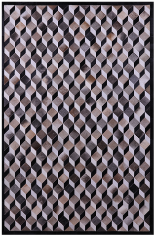 Natural Cowhide Hand Stitched Patchwork Rug - 6' 7