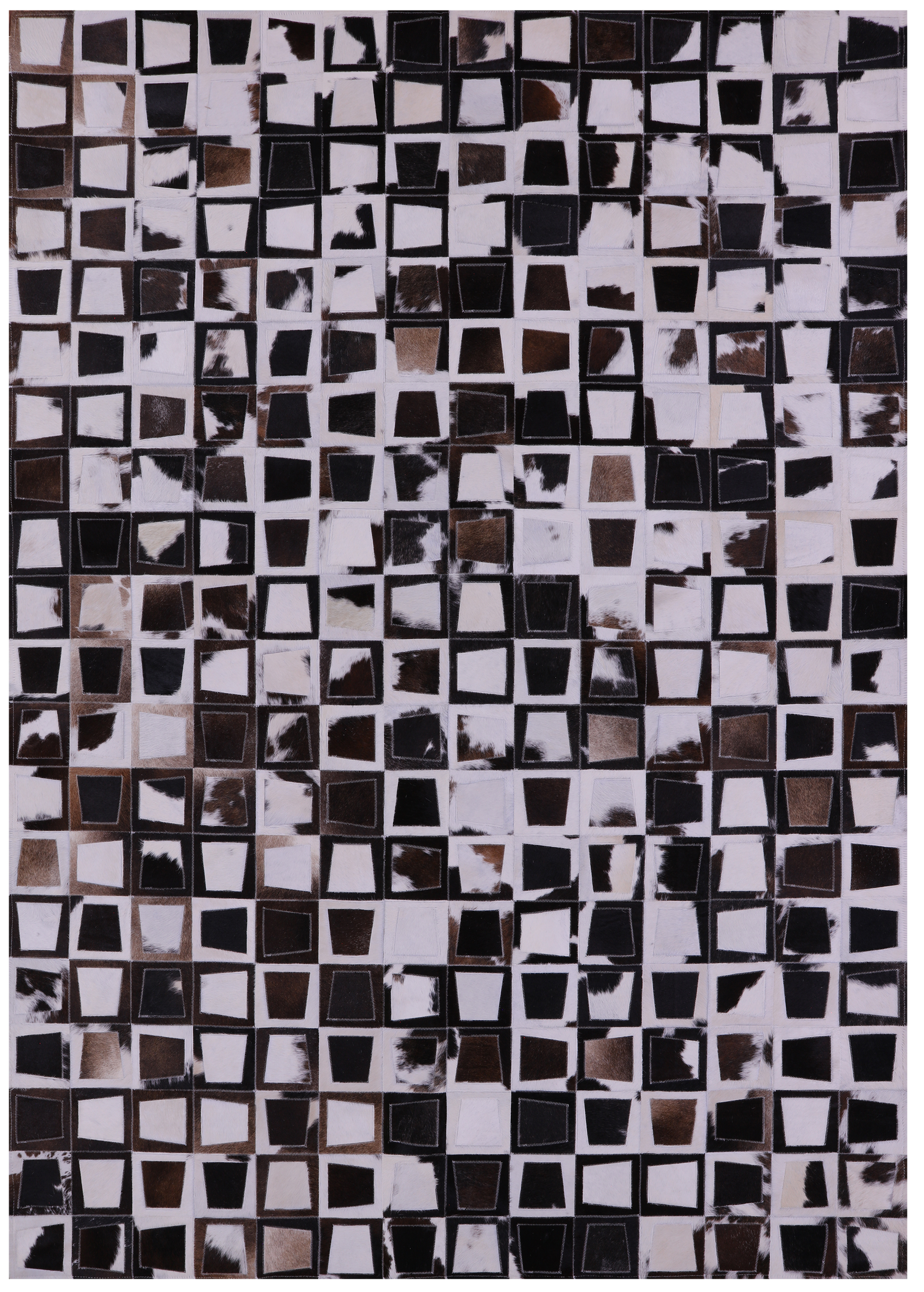 Wabi-Sabi Natural Cowhide Hand Stitched Patchwork Rug - 6' 10" X 9' 9" - Golden Nile