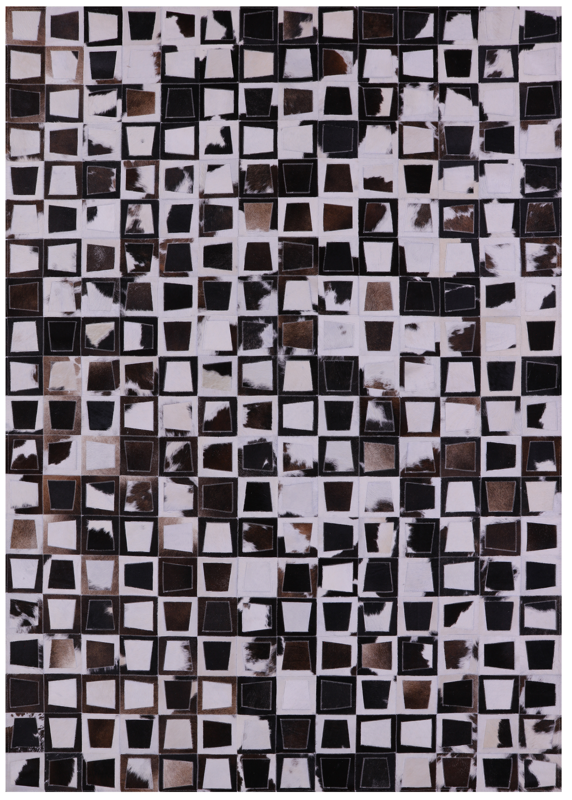 Wabi-Sabi Natural Cowhide Hand Stitched Patchwork Rug - 6' 10" X 9' 9" - Golden Nile