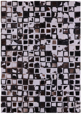 Wabi-Sabi Natural Cowhide Hand Stitched Patchwork Rug - 6' 10