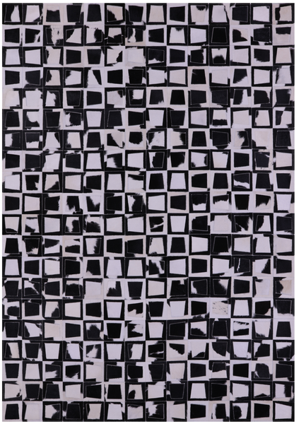 Black & White Wabi-Sabi Natural Cowhide Hand Stitched Patchwork Rug - 6' 10" X 9' 9" - Golden Nile