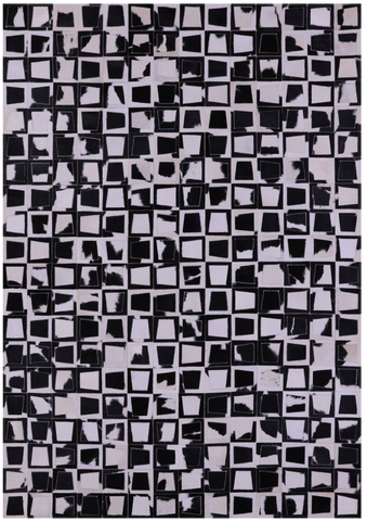 Black & White Wabi-Sabi Natural Cowhide Hand Stitched Patchwork Rug - 6' 10