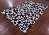 Black & White Wabi-Sabi Natural Cowhide Hand Stitched Patchwork Rug - 6' 10" X 9' 9" - Golden Nile