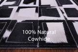 Black & White Wabi-Sabi Natural Cowhide Hand Stitched Patchwork Rug - 6' 10" X 9' 9" - Golden Nile