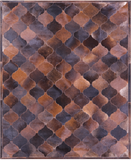 Lantern Tile Brown Natural Cowhide Hand Stitched Patchwork Rug - 6' 8" X 8' 3" - Golden Nile