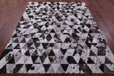 Black Brown & White Salt & Pepper Natural Cowhide Hand Stitched Patchwork Rug - 6' 8" X 8' 4" - Golden Nile
