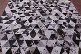 Black Brown & White Salt & Pepper Natural Cowhide Hand Stitched Patchwork Rug - 6' 8" X 8' 4" - Golden Nile