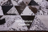 Black Brown & White Salt & Pepper Natural Cowhide Hand Stitched Patchwork Rug - 6' 8" X 8' 4" - Golden Nile