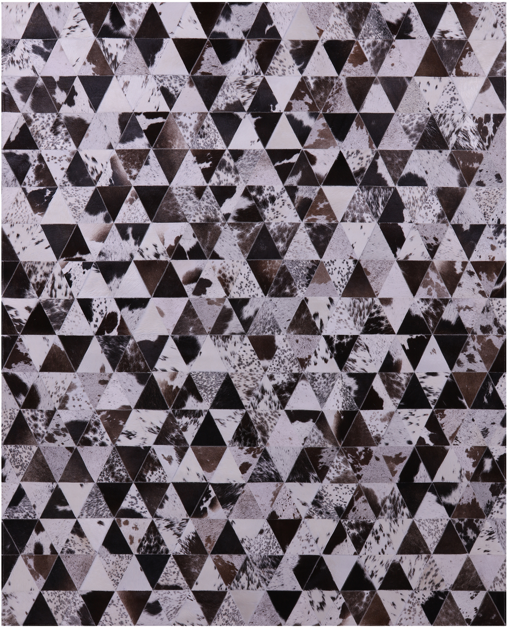 Black Brown & White Salt & Pepper Natural Cowhide Hand Stitched Patchwork Rug - 6' 8" X 8' 4" - Golden Nile