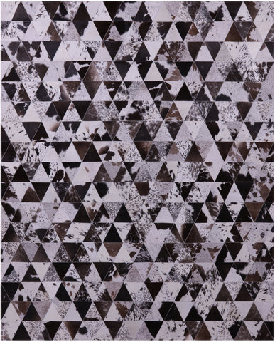 Black Brown & White Salt & Pepper Natural Cowhide Hand Stitched Patchwork Rug - 6' 8