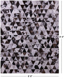 Black Brown & White Salt & Pepper Natural Cowhide Hand Stitched Patchwork Rug - 6' 8" X 8' 4" - Golden Nile