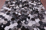Black & White Natural Cowhide Hand Stitched Patchwork Rug - 6' 8" X 8' 3" - Golden Nile