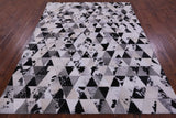 Black & White Natural Cowhide Hand Stitched Patchwork Rug - 6' 9" X 8' 4" - Golden Nile