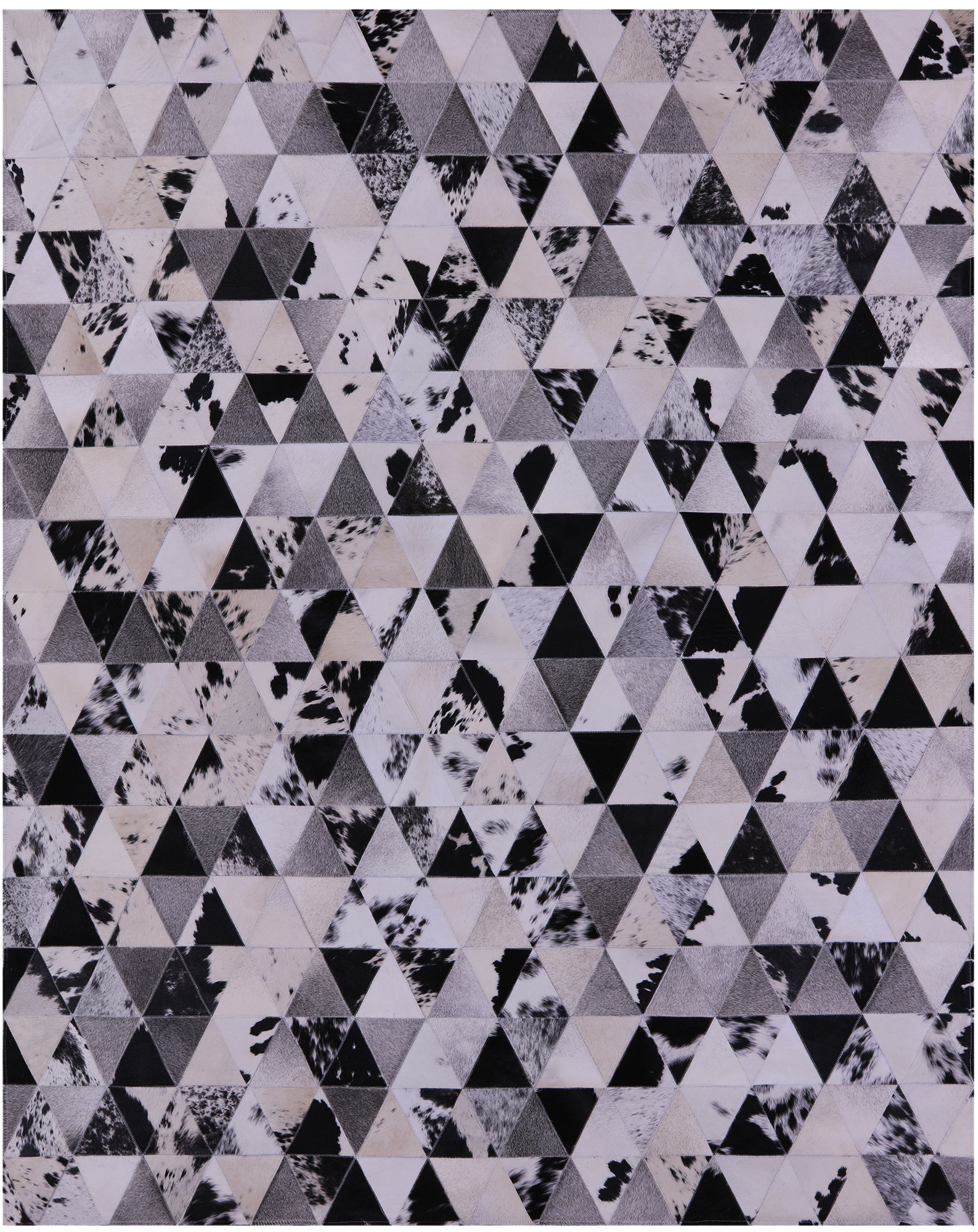Black & White Natural Cowhide Hand Stitched Patchwork Rug - 6' 9" X 8' 4" - Golden Nile