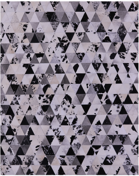 Black & White Natural Cowhide Hand Stitched Patchwork Rug - 6' 9" X 8' 4" - Golden Nile