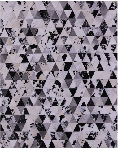 Black & White Natural Cowhide Hand Stitched Patchwork Rug - 6' 9