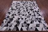 Black & White Natural Cowhide Hand Stitched Patchwork Rug - 6' 9" X 8' 4" - Golden Nile
