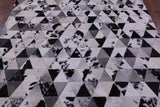 Black & White Natural Cowhide Hand Stitched Patchwork Rug - 6' 9" X 8' 4" - Golden Nile