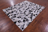 Black & White Natural Cowhide Hand Stitched Patchwork Rug - 6' 9" X 8' 4" - Golden Nile