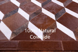 Brown & White Natural Cowhide Hand Stitched Patchwork Rug - 6' 8" X 10' 0" - Golden Nile