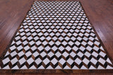 Brown & White Natural Cowhide Hand Stitched Patchwork Rug - 6' 8" X 10' 1" - Golden Nile