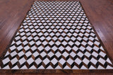 Brown & White Natural Cowhide Hand Stitched Patchwork Rug - 6' 8" X 10' 1" - Golden Nile