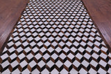 Brown & White Natural Cowhide Hand Stitched Patchwork Rug - 6' 8" X 10' 1" - Golden Nile